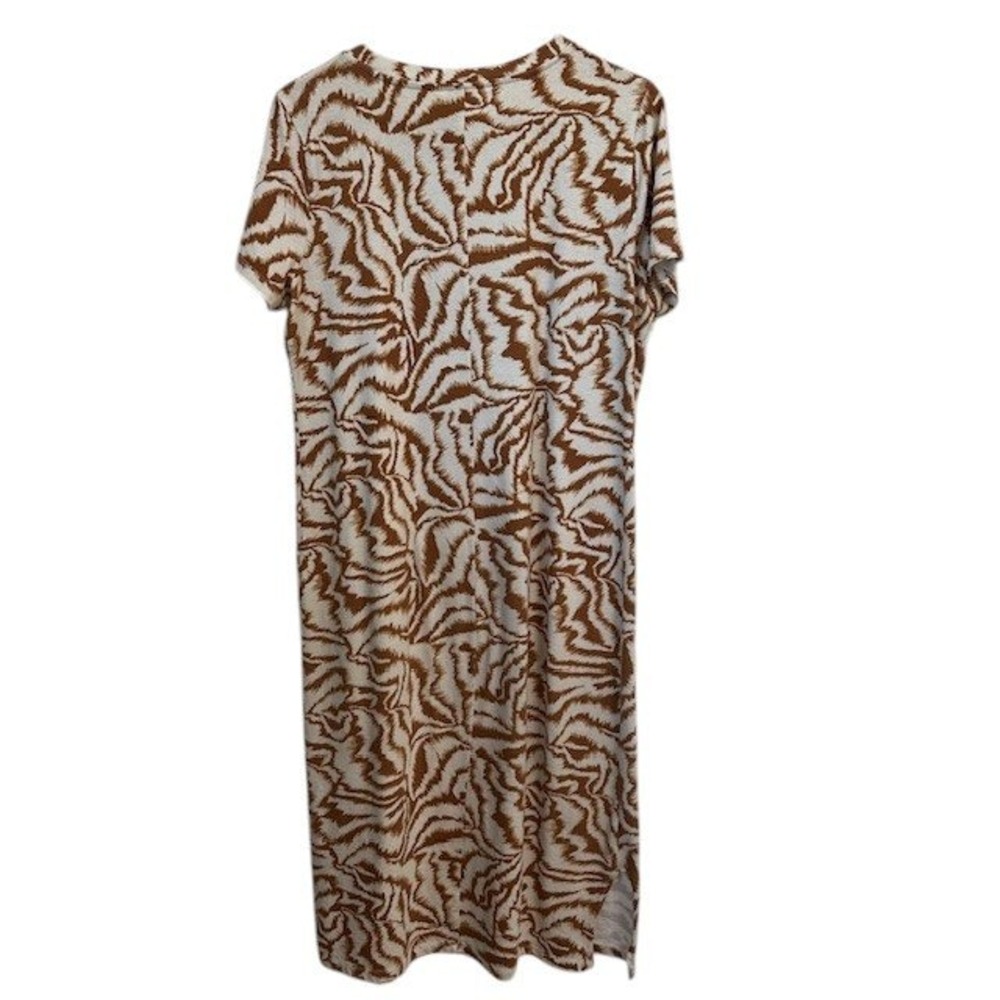 Nine West Midi Dress Brown Zebra Print Casual T-Shirt Dress‎ Large - Picture 2 of 12